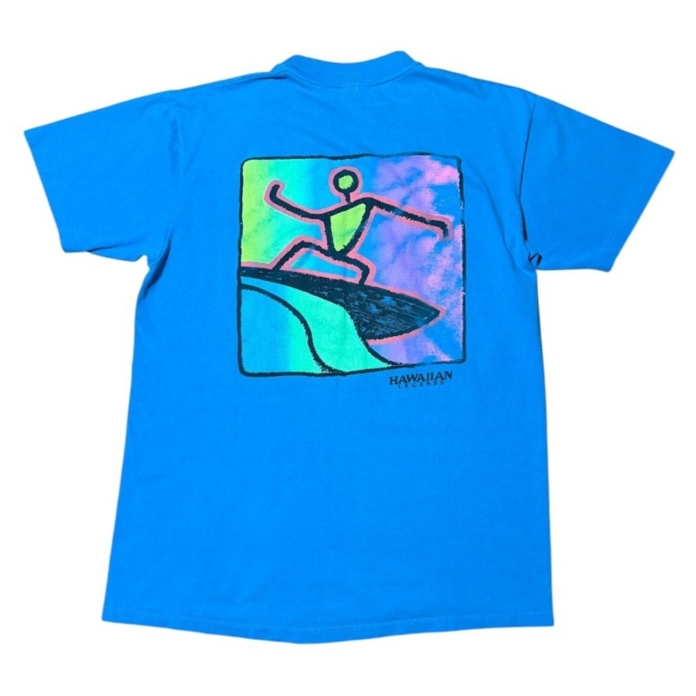 Vintage 90s Hawaiian Legends Surfer Beach Ocean Surf Nature Art Graphic T-shirt